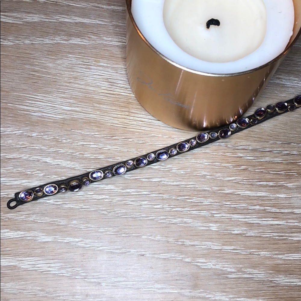 Banana Republic Leather Purple Crystal Bracelet